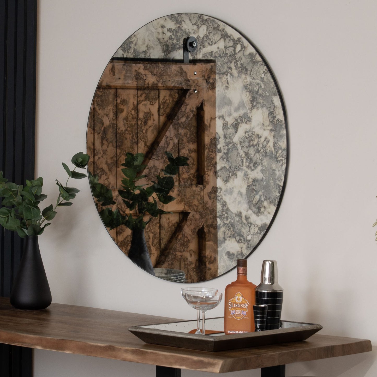 Large Circular Antique Mirror