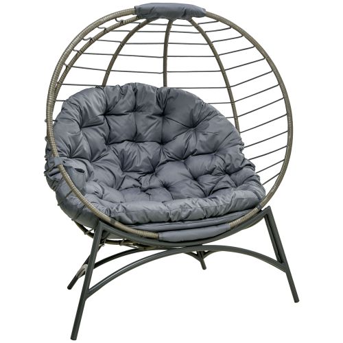 Rattan Egg Chair Wicker Basket Chair with Cushion and Bottle Holder Bag - HomenestUK